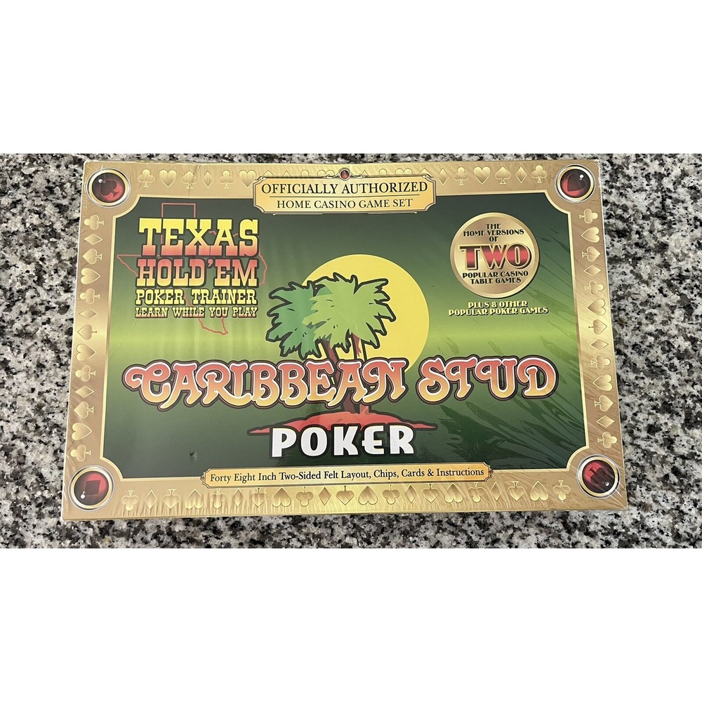 Texas Hold 'Em Poker Caribbean Stud‎ & 8 Other Games Home Casino Game Set NEW